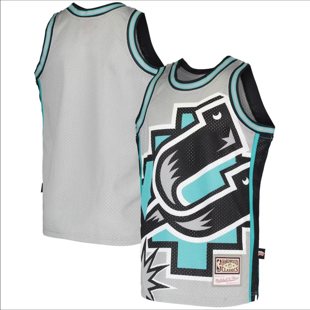 NWT MITCHELL & NESS San Antonio Spurs Youth Hardwood Classics Jersey Gray Large